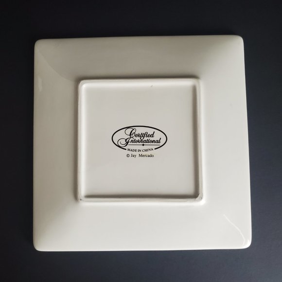 Designer Square Side Plates in Vibrate Veggie Motifs & Faux Wood Border * READ * - Picture 7 of 7